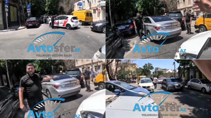 Yolun ortasında maşın saxlayıb taksi sürücüsünə hücum çəkdi - “Siqnal vermə” - VİDEO   