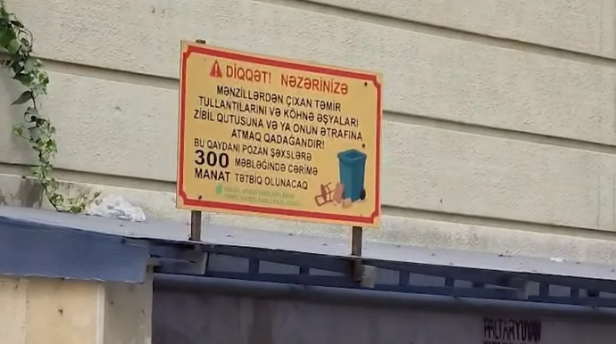 Yaşayış binalarında tullantılarla bağlı qadağa - "Qaydanı pozan 300 manat cərimələnəcək" - VİDEO 
