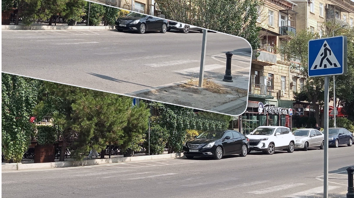 Bakının mərkəzində BİABIRÇILIQ - Restoran piyadaların yolunu kəsib - FOTO - VİDEO