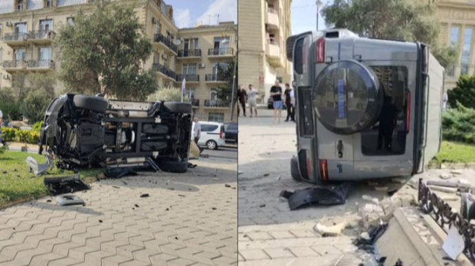 Bakıda “Galenvagen”nin iştirakı ilə QƏZA: 3 avtomobil toqquşdu   - VİDEO - FOTO