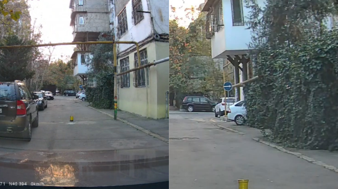 Bina sakinləri məhəllənin ortasına metal maneə qoyub yolu bağladı - VİDEO