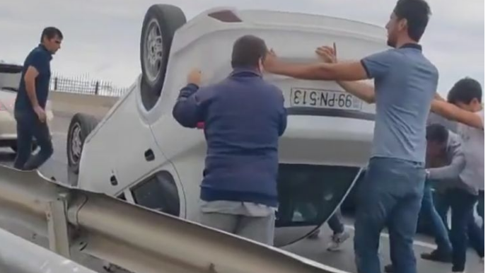 Bakı-Salyan şossesində "Saipa" aşdı   - VİDEO