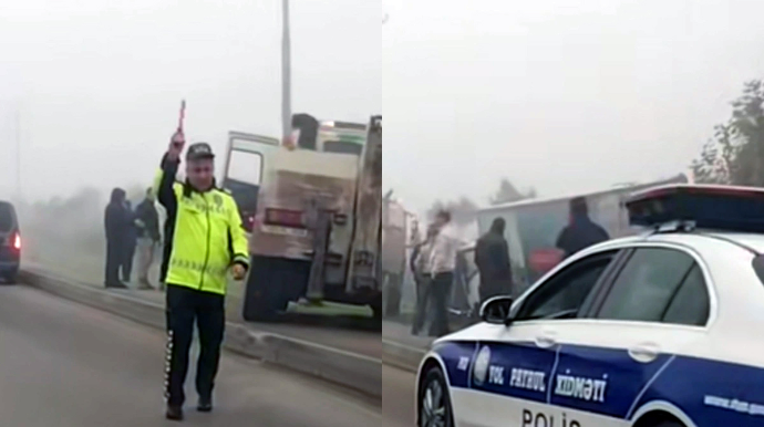 Bakı-Şamaxı yolunda yük maşını aşdı - VİDEO 