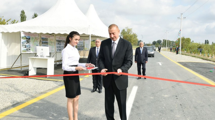 İlham Əliyev Quba-Qonaqkənd avtomobil yolunun açılışını edib 