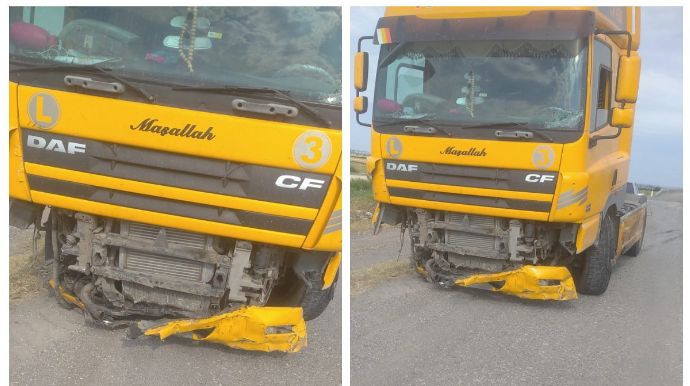 Bakı-Qazax yolunda yük maşını qəza törədib, yol təsərrüfatına ziyan dəyib - FOTO 