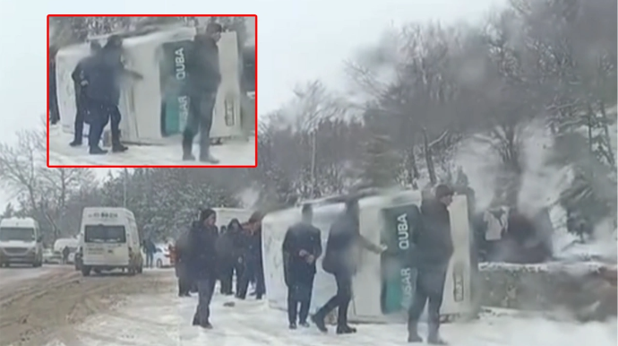 Qusar-Quba yolunda mikroavtobus "VAZ"la toqquşub aşdı - VİDEO