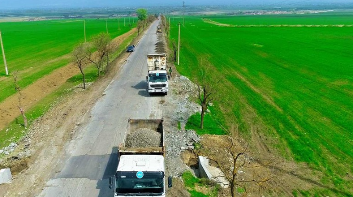 Yevlax-Zaqatala yolunun bir hissəsi yenidən qurulur  - VİDEO