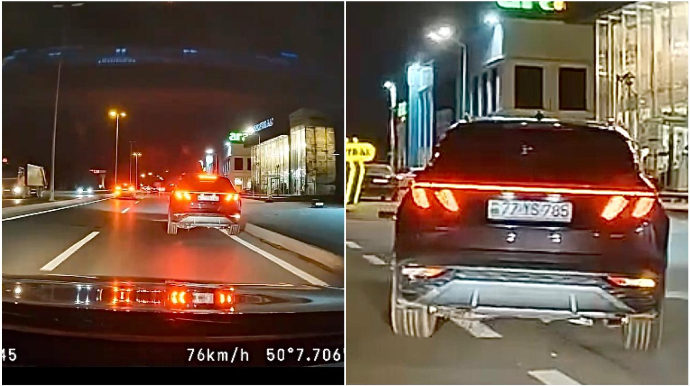 Sağ zolaqdakı maşının qarşısına keçib qəza şəraiti yaradan sürücü - 77-YS-785   - VİDEO