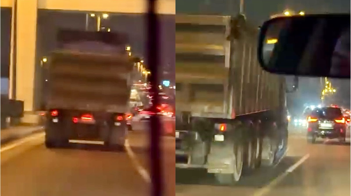 Prospektdə sol zolağı tutan yük maşını yol boyu təhlükə saçdı - VİDEO