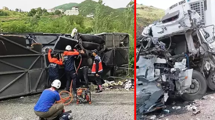 Avtobus yük maşını ilə toqquşdu:  2 ölü, 4-ü ağır olmaqla 30 yaralı - FOTO 