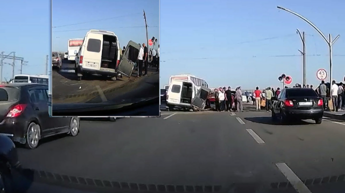 Bakıda avtobus, "Ford" və "Range Rover" toqquşub - VİDEO 