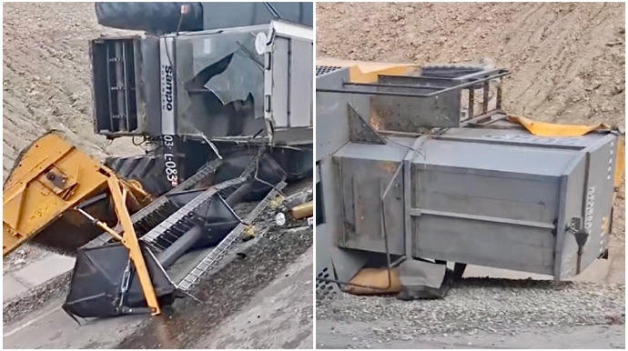 İsmayıllıda təmir işləri aparan texnika aşdı   - VİDEO