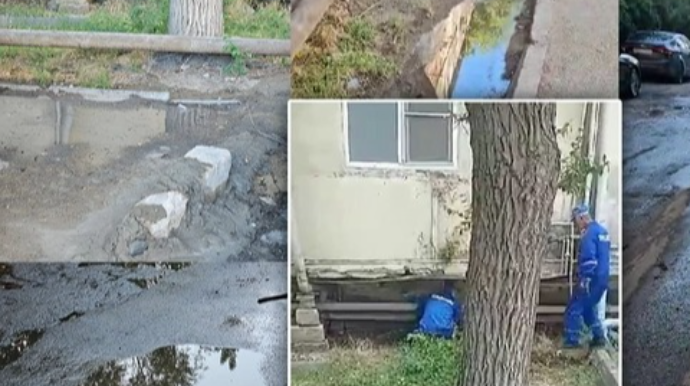 Kanalizasiya sularının küçəyə axması ilə bağlı problem aradan qaldırıldı - FOTO - VİDEO  