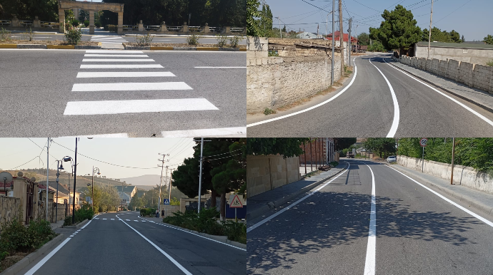 Şabran yollarında nişanlanma və xətləmə işləri görülüb - FOTO