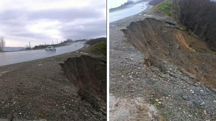 Muğanlı-İsmayıllı yolunda mühafizə zolağında sürüşmə olub - AAYDA - VİDEO 