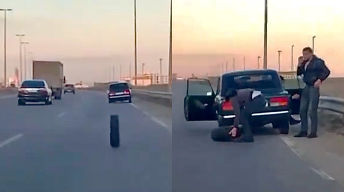 Bakı–Ələt yolunda “07”nin təkəri yerindən çıxıb irəlilədi, sonda…   - VİDEO