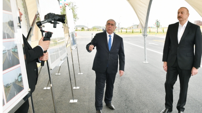 Prezident və birinci xanım yol açılışında  - FOTO