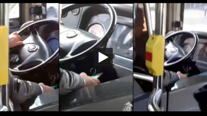 Həm avtobus sürdü, həm telefonla oynayırdı - FOTO