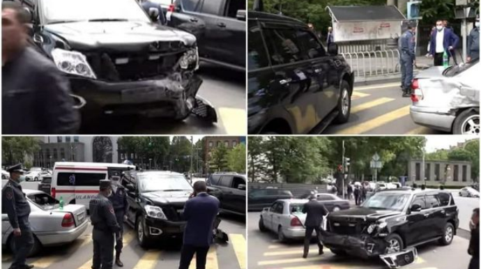 Машина из кортежа Пашиняна попала в аварию   - ВИДЕО
