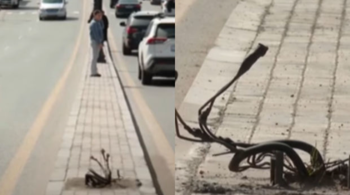 Bakı küçələrində ölüm saçan işıq dirəkləri  - VİDEO