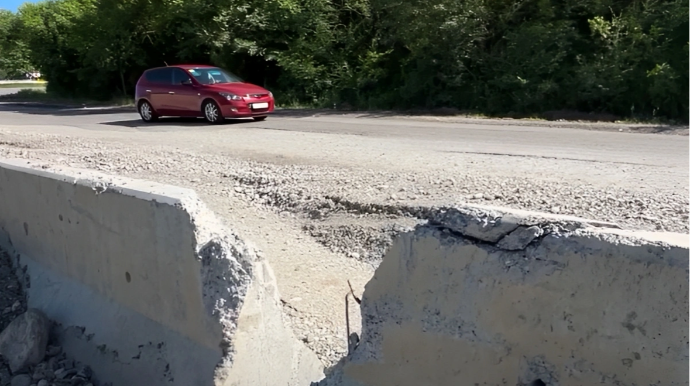 Ağsuda yağışdan sonra yollarda çökmələr genişləndi - VİDEO