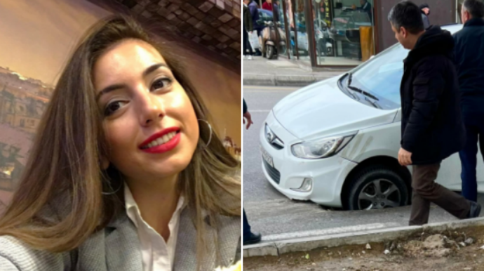 Vəfa Rəsulovanın avtomobili kanalizasiya quyusuna düşdü - FOTO 