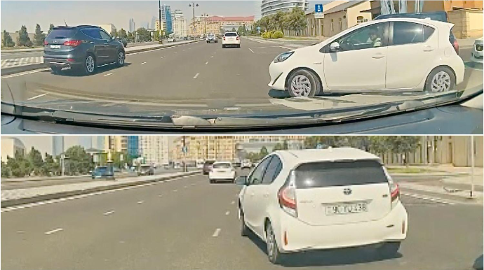 Baş yoldan gələn maşını son anda görən sürücü qəzanın bir addımlığından döndü   - VİDEO