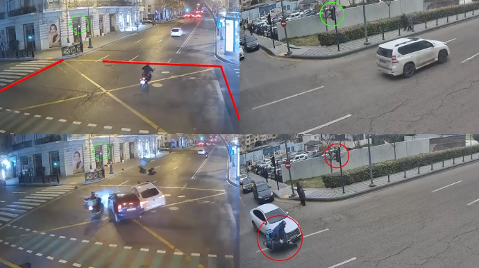 Bakıda iki maşın iki mopedi belə vurdu - DƏHŞƏTLİ QƏZA - VİDEO