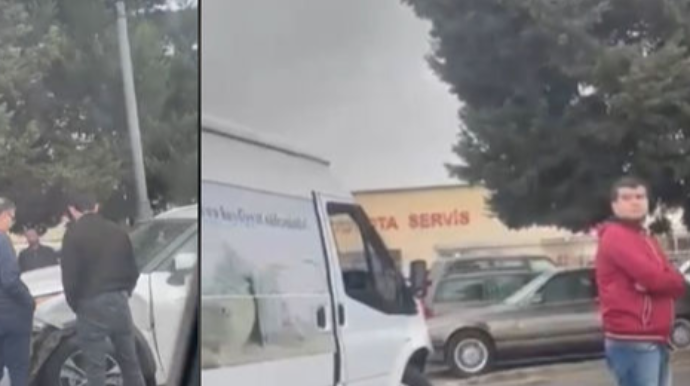 Bakıda iki avtomobil toqquşdu - VİDEO 