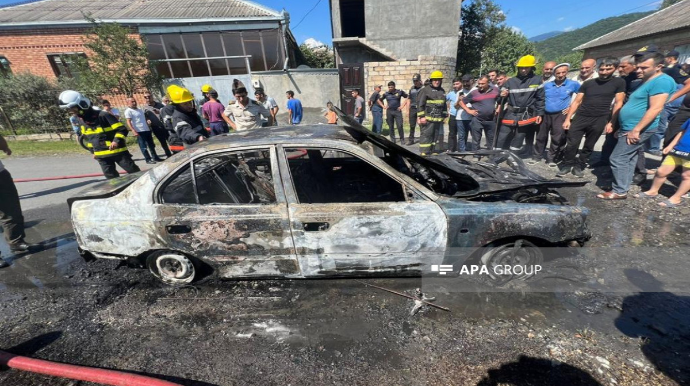 Balakəndə avtomobil yandı, 1 nəfər xəsarət aldı   - FOTO - YENİLƏNİB