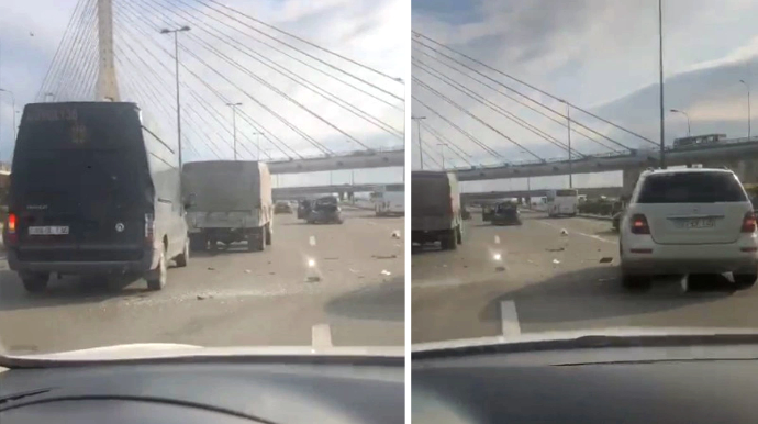 Metronun "Koroğlu" stansiyasının qarşısında ZƏNCİRVARİ QƏZA - VİDEO