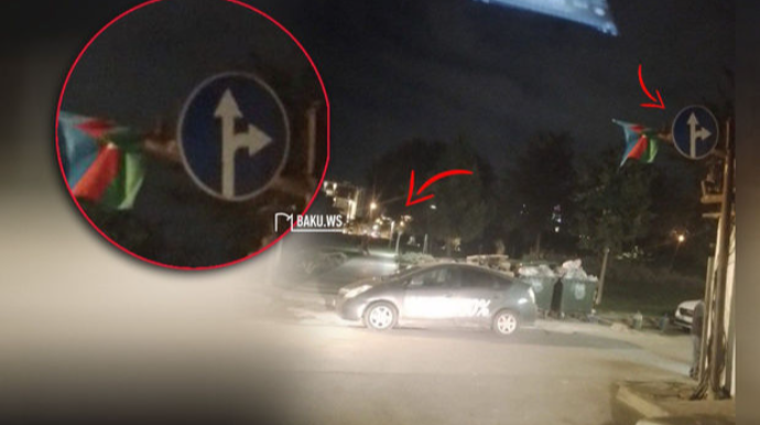 Bakıda yol nişanı çaşqınlıq yaratdı:  Düz gedən maşın parka girsin? - FOTO 