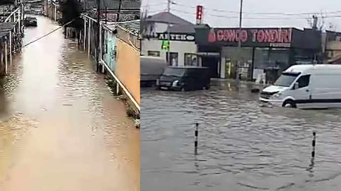 Bakıda güclü yağış fəsadlar törətdi: Bəzi əraziləri su basdı - VİDEO 