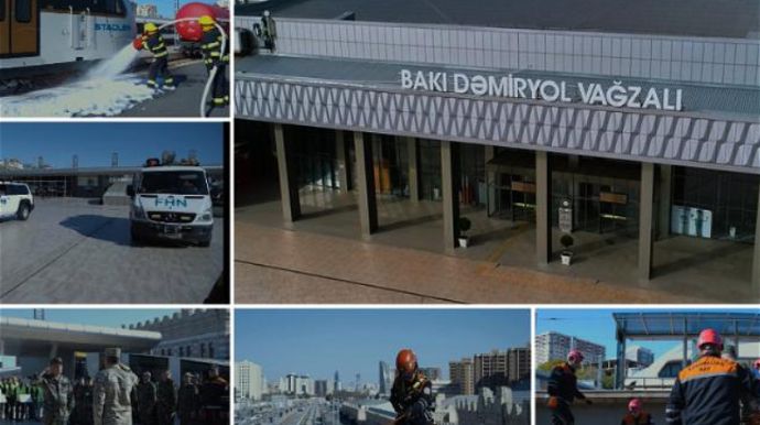 Bakı Dəmiryol Vağzalında FHN-lə birgə təlim keçirildi  - VİDEO - FOTO