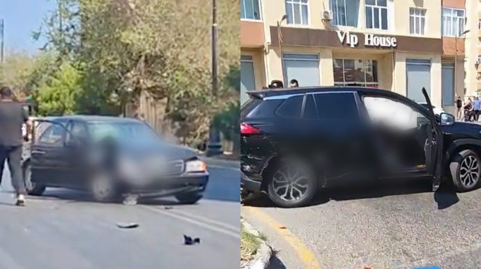 Lökbatanda qəza: “Mercedes” və “Toyota” toqquşdu - VİDEO