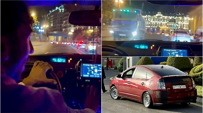 Prospektdə “Prius” sürücüsündən təhlükəli “şou”  - Az qalsın yük maşınına..  - VİDEO