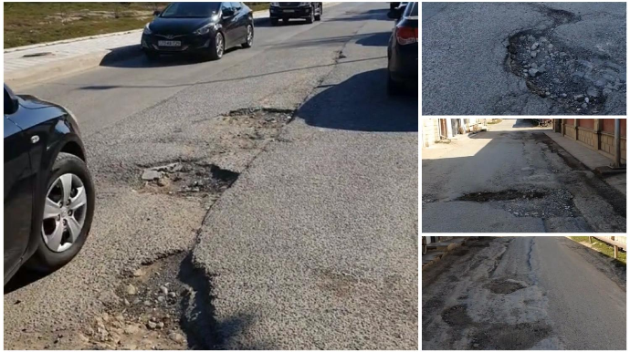 Şirvanın addımbaşı çuxurlu yollarından sakinlər əziyyət çəkir - Qurumlardan reaksiya yoxdur - VİDEO