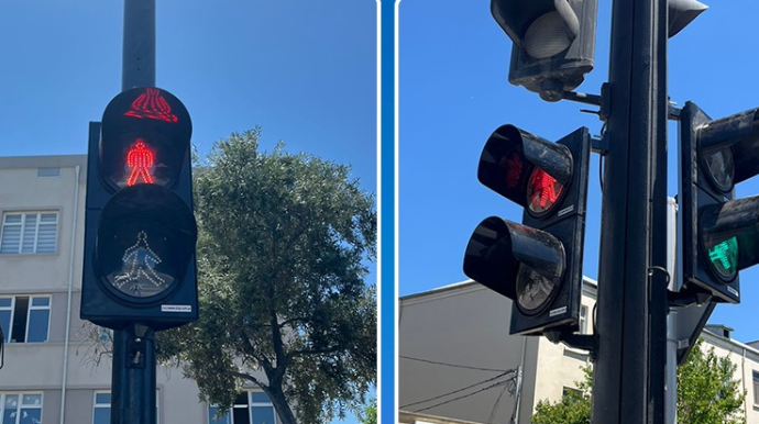 Suraxanıda məktəb və xəstəxanın yaxınlığında yeni işıqfor quraşdırıldı - FOTO 