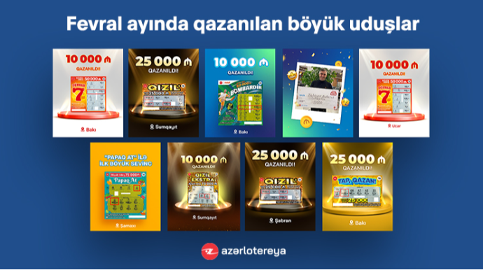 “Azərlotereya” fevralda 14 böyük uduş qazandırıb - FOTO