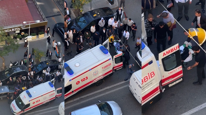 Bakının məşhur ticarət mərkəzinin qarşısında ağır qəza - VİDEO   - YENİLƏNİB