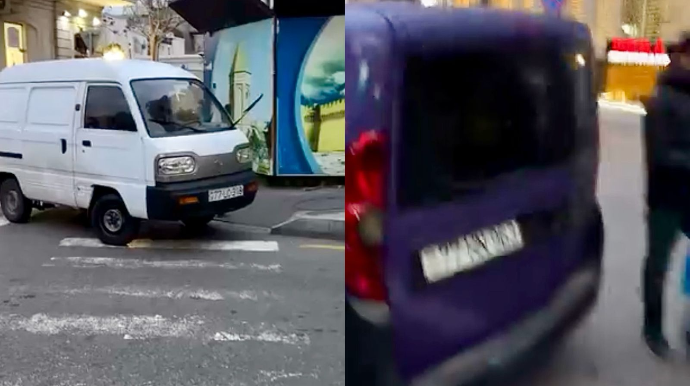 Şəhərin mərkəzində piyada keçidlərini zəbt edən sürücülər - 77-HN-963 və 77-LC-318   - VİDEO