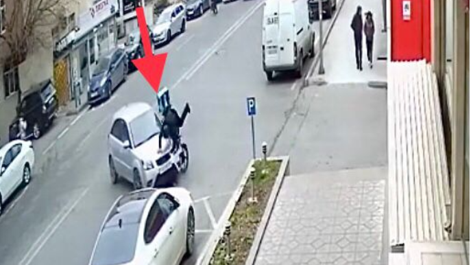  “Protiv” gələn bayker yolu dönən “KIA” ilə toqquşdu   - ANBAAN VİDEO