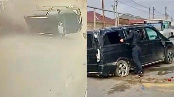 Hövsanda “Chevrolet”lə toqquşan “Vito” aşdı   - ANBAAN VİDEO