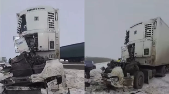 Rusiyada Azərbaycana məxsus olan TIR ağır qəzaya düşdü - VİDEO 