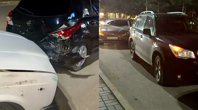 Ara məsafəsini gözləməyən sürücülər zəncirvari qəzaya səbəb oldu   - VİDEO