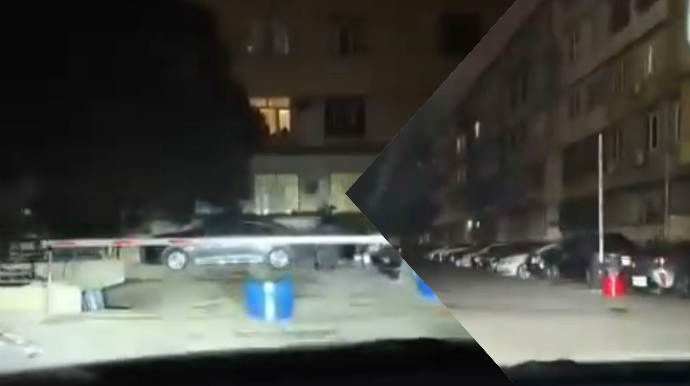 Sakinlər Heydər Əliyev prospektinə birləşən yola şlaqbaum qoyub bağladı - VİDEO