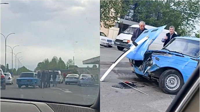 Gəncədə qayda pozan “VAZ” sürücüsü “Chevrolet”lə toqquşdu    - VİDEO