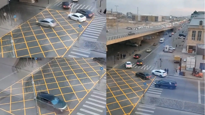 Вниманию водителей: в Баку на одном из самых загруженных перекрёстков нанесли "вафельницу" - ВИДЕО