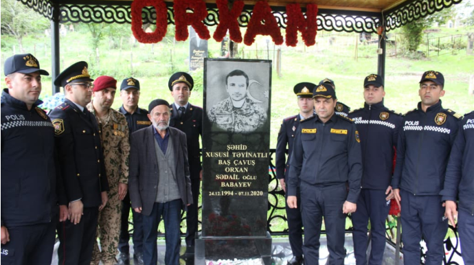 Astarada polis əməkdaşları şəhidin məzarını və ailəsini ziyarət ediblər - FOTOLAR