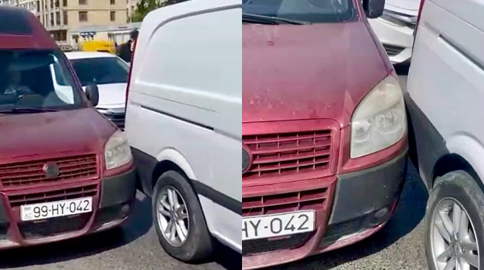 İki zolağın arasına girən sürücü qəza törədib qaçdı   - VİDEO